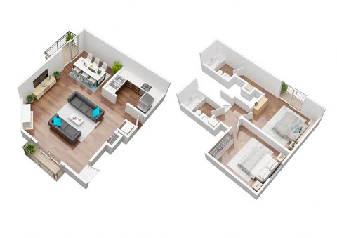 Floor plan for 2 beds, 2 baths, 1200 sqft